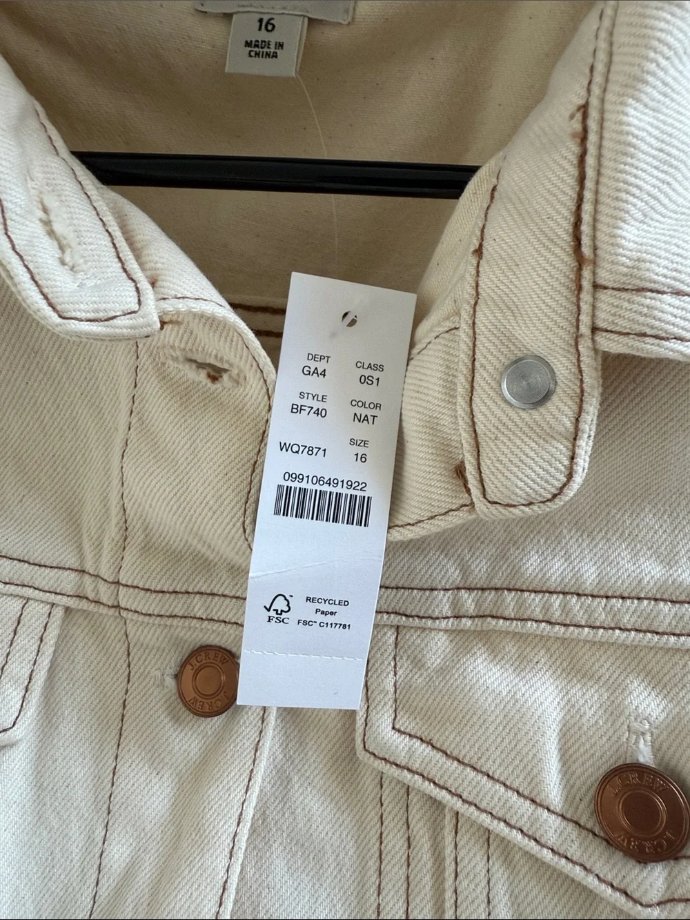 Cream Longline Button-Front Women's Jean Jacket Dress